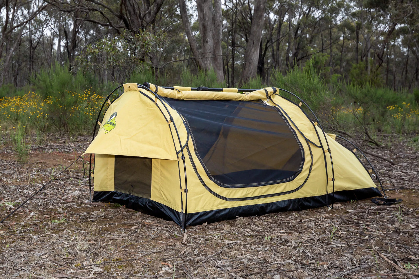 Dundee swag set up in bushland