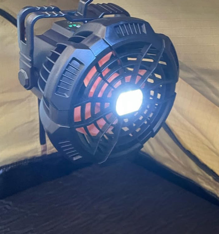Using tent fan as a camping light inside swag