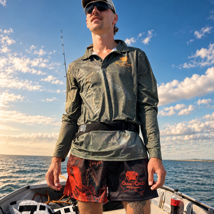 Footy Shorts Indigenous Orange - Zippered Pockets
