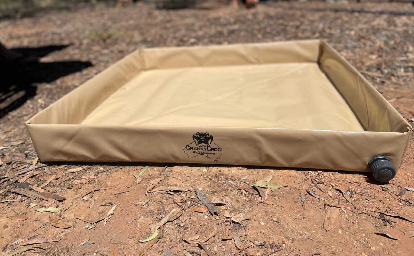 Shower Base for your camping shower. Picture has a dirt back ground