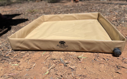 Shower Base for your camping shower. Picture has a dirt back ground