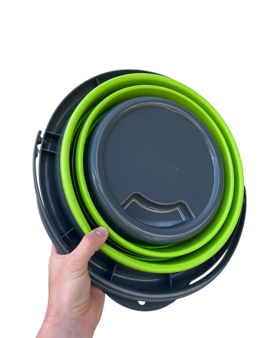 Bottom of collapsible bucket on a white background