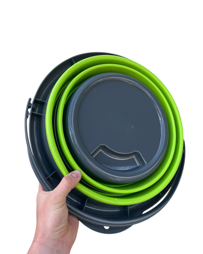 Bottom of collapsible bucket on a white background