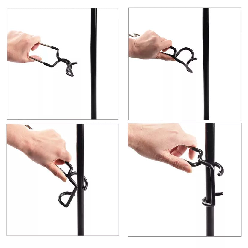 Step by step diagram on how to use Tent Pole Lantern Holder.