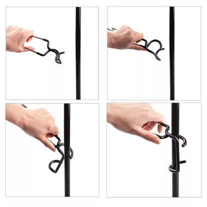 Step by step diagram on how to use Tent Pole Lantern Holder.