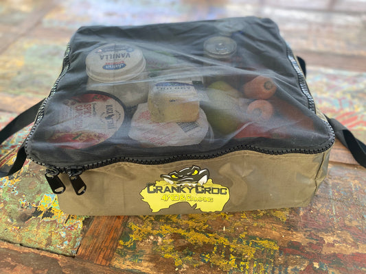 Mesh Top Fridge Bag being used to store cooking ingredients