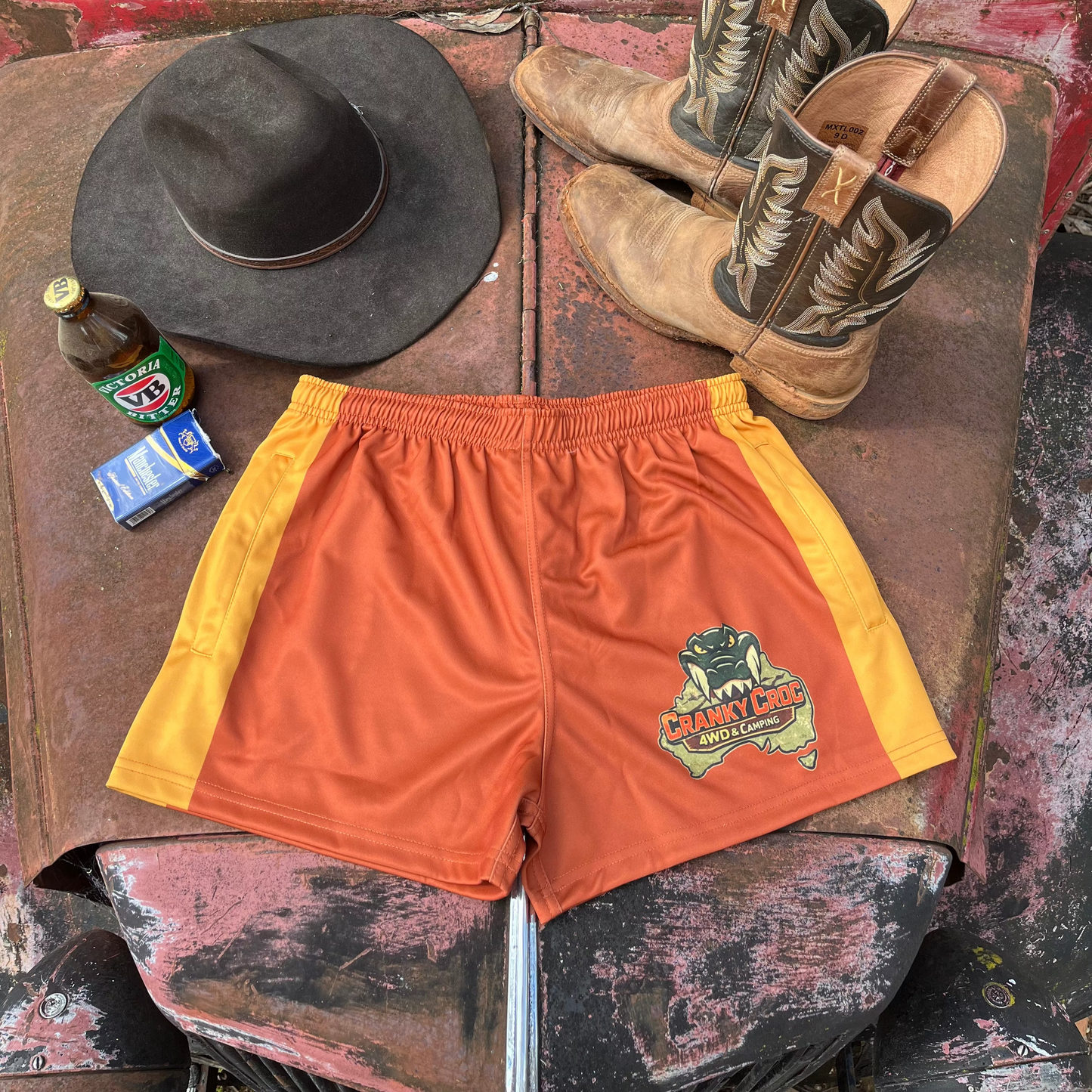 Footy Shorts - Red Dirt Outback Edition - Zippered Pockets