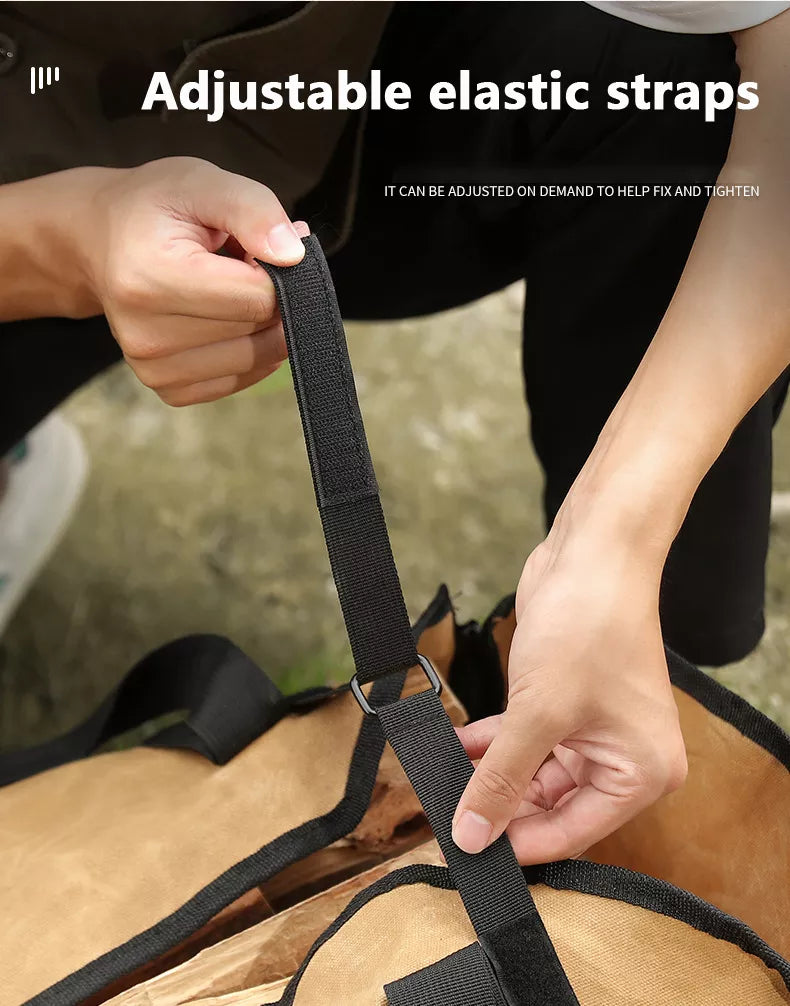 3-in-1 Wood Bag with adjustable elastic straps