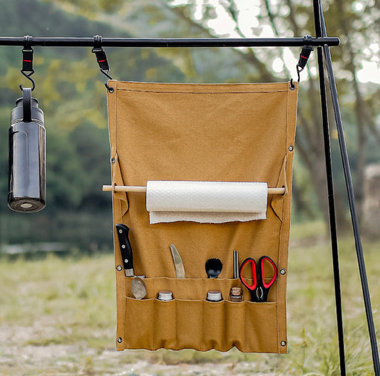Outdoor Kitchen Buddy hanging from pole in bushland
