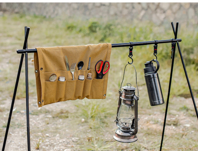 Image of Outdoor Kitchen Buddy being used while camping in bushland.