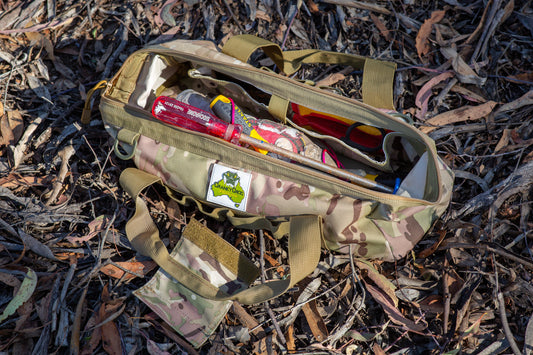 Heavy Duty Tool Bag full of tools in bushland
